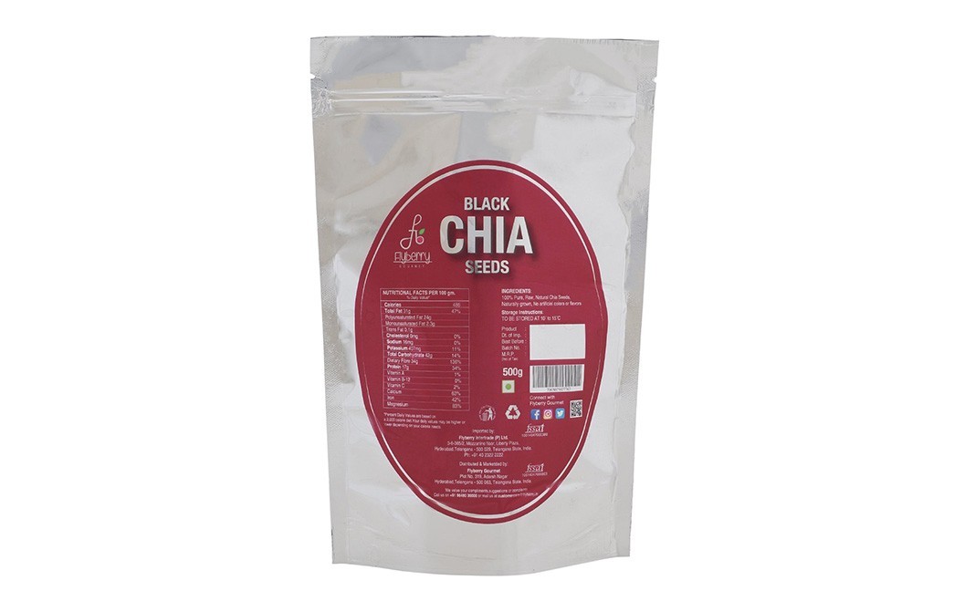 Flyberry Gourmet Black Chia Seeds    Pack  500 grams